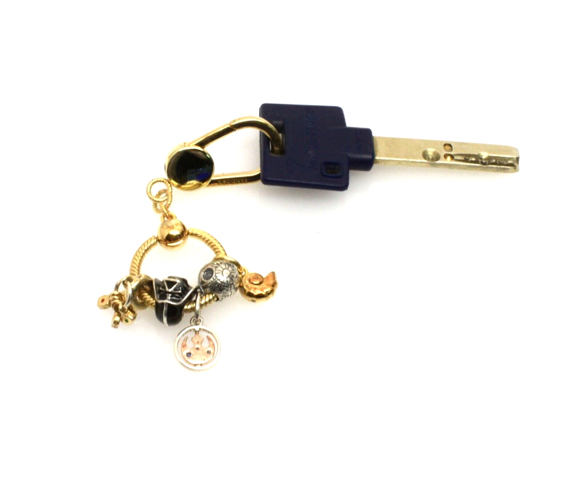 Pandora Gold Plated Key Chain With Five Charmes | eBay