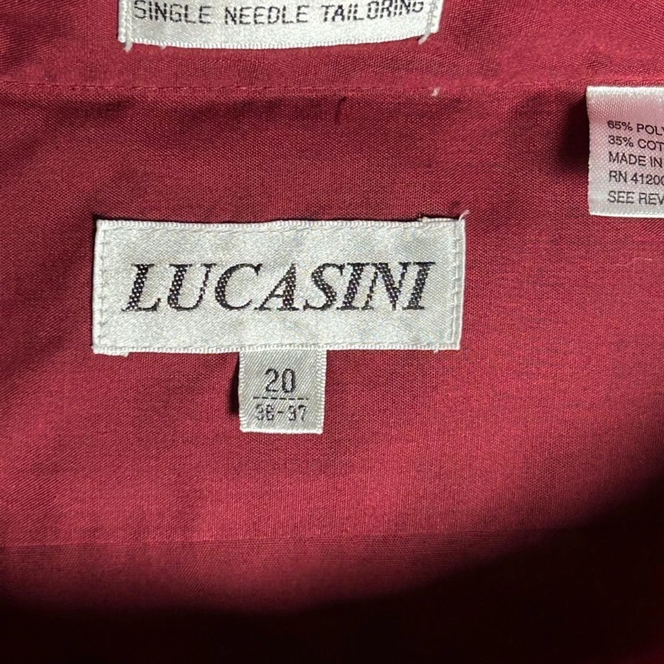 Camisa manga larga con botones borgoña talla 20/36-37 Lucasini para hombre Foto 3 de 4