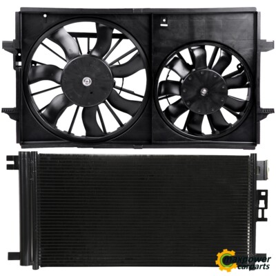 AC Condenser Cooling Fan Kit Engine For 04-12 Chevy Malibu 05-10 Pontiac G6 2.4L