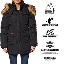Canada Weather Gear Women 3x Removable Faux Fur Hood Parka Camo Or Red, Nwt