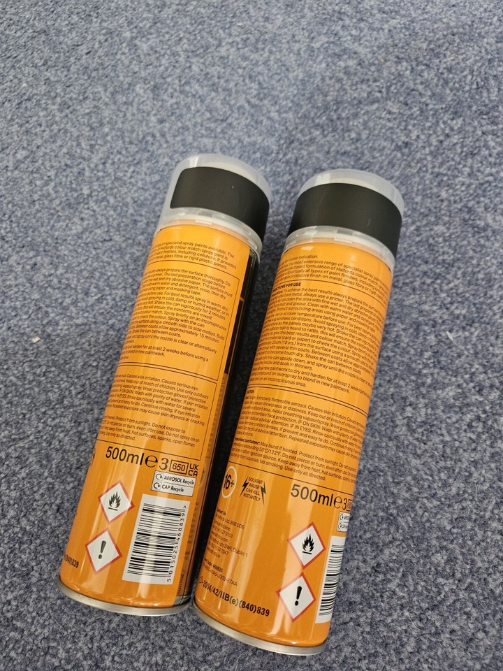 Halfords Satin Black Spray Paint Cans X2 500ml eBay