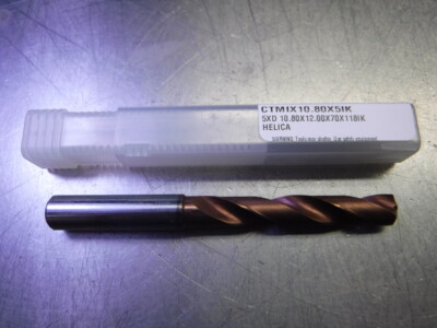 CTMI 10.80mm Coolant Thru Carbide Drill 5xd 10.80x12.00x70x118IK HELICA (LOC3237