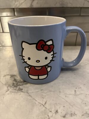 HELLO KITTY MUG Sanrio Silver Buffalo Blue 20oz MINT condition