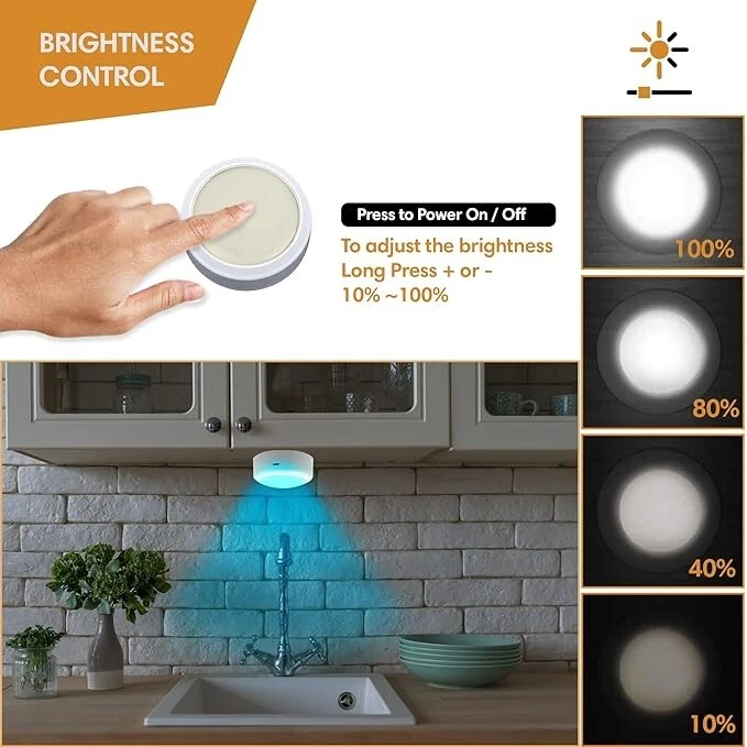 VYANLIGHT LED Puck Lights 16 Colors w/ Remote - Rechargeable Under Cabinet - Image 4 of 4