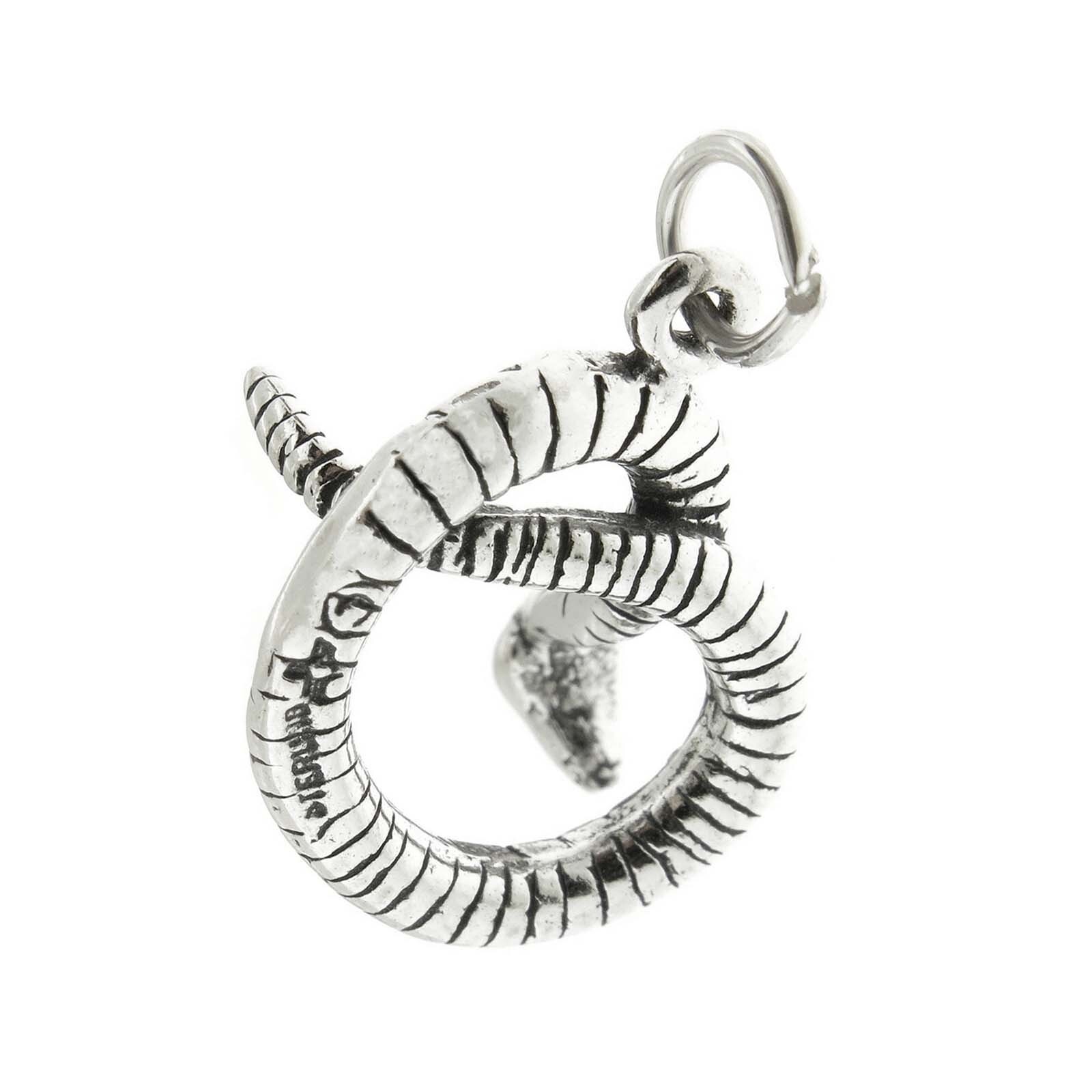 Rattlesnake Rattle Snake Reptile 3D 925 Solid Sterling Silver Charm ...