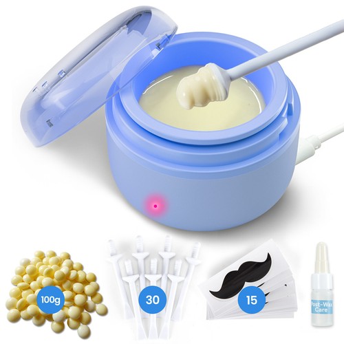 Nose Hair Wax Kit 100g Beans 30 Sticks USB Heater Painless Removal for Men Women