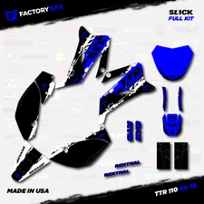 White & Blue Slick Racing Graphics fits 2008-2025 YAMAHA TTR110 TTR 110 08-25 
