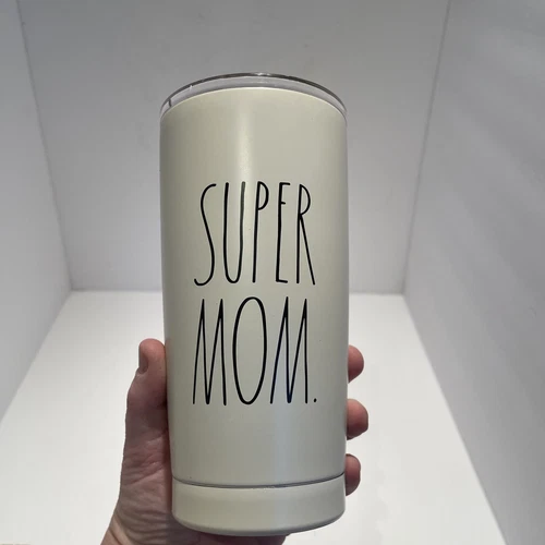Rae Dunn Super Mom Travel mug with pop on lid 20 ounce hot or cold double walled