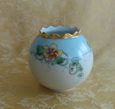 Vaso porcellana dipinto a mano Cecoslovacchia TK Thun floreale oro dorato firmato C1929