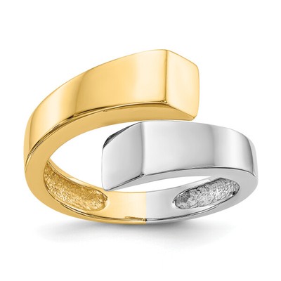 14K Two Tone Gold White Square Statement Ring