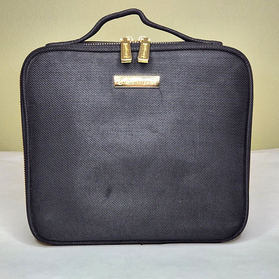 Samtour Travel Makeup Case Black Hard Side Adjustable Compartments 