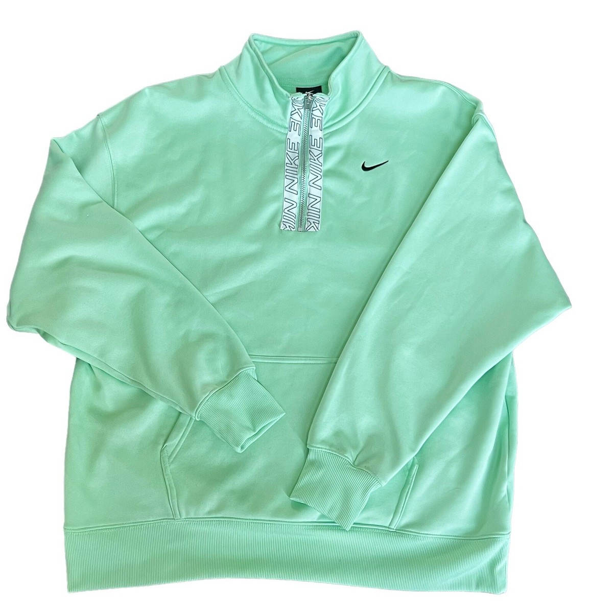 Nike Women's Dri-Fit 1/4 Zip Mint Green Sweatshirt M Fleece Lined Nike Logo  | eBay