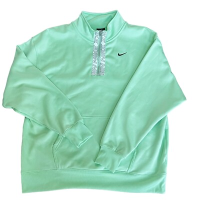 Nike Women's Dri-Fit 1/4 Zip Mint Green Sweatshirt M Fleece Lined