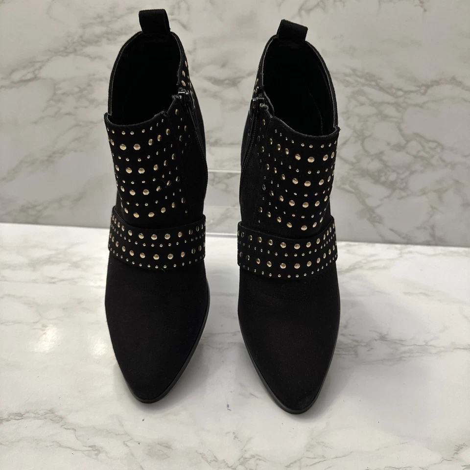 полусапоги topshop размер 36/5,5.  Замша с заклепками золото и черный - Изображение 4 из 4