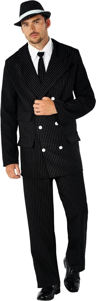 Mens 20s Gangster Costume Adult 1920 Pinstripe Mafia Mob Suit Halloween M L XL - Image 3 of 4