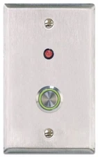 Securitron PB4LA-2, 24 VDC, Stainless Steel, Green, Momentary Pushbutton, 1pc