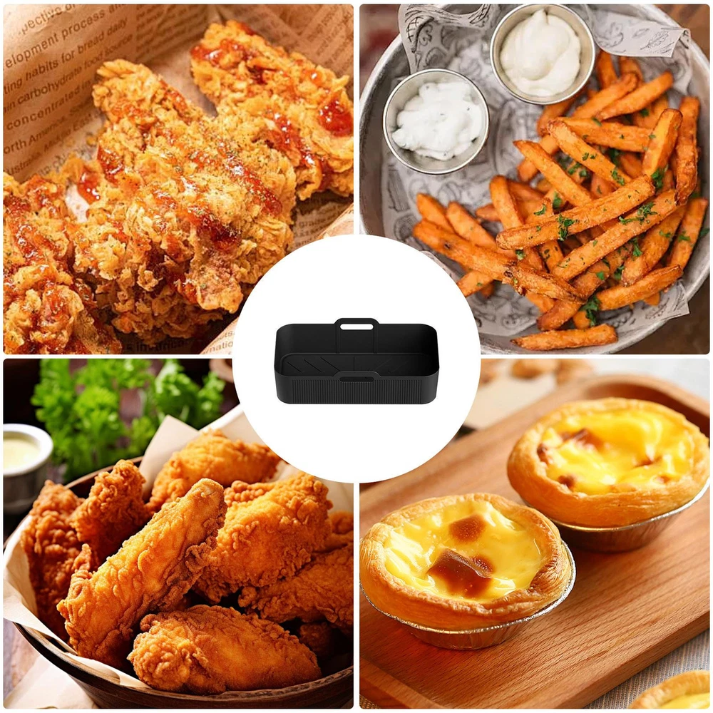 Air Fryer Silicone Pot Baking Basket Oven Non Stick Reusable Liner Rectangle