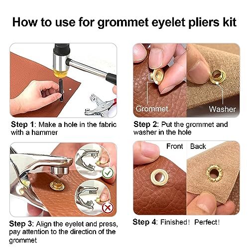 1203PCS Grommet Eyelet Pliers Tool Kit, 1/4 Inch Fabric Leather Hole Eyelets - Bild 3 von 7