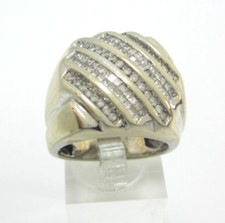 STYLISH MENS 14K WHITE GOLD DIAMOND CLUSTER RING .44CT.   16.2G