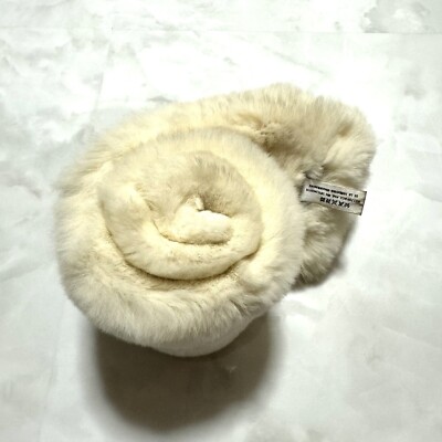 Genuine Runway CHANEL Pearl Rabbit Fur Muffler Scarf White | eBay