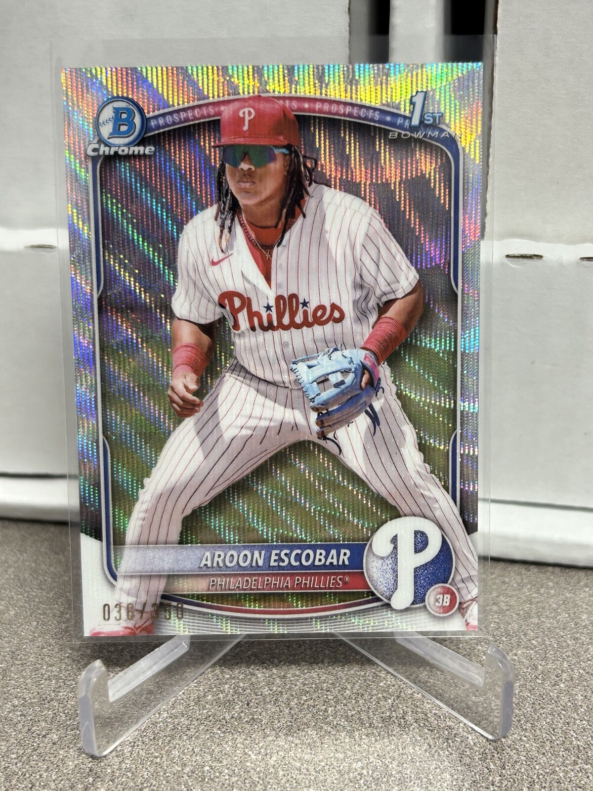 Aroon Escobar 2025 Bowman Chrome Wave Refractor SP 36/350 1st Bowman BCP-65