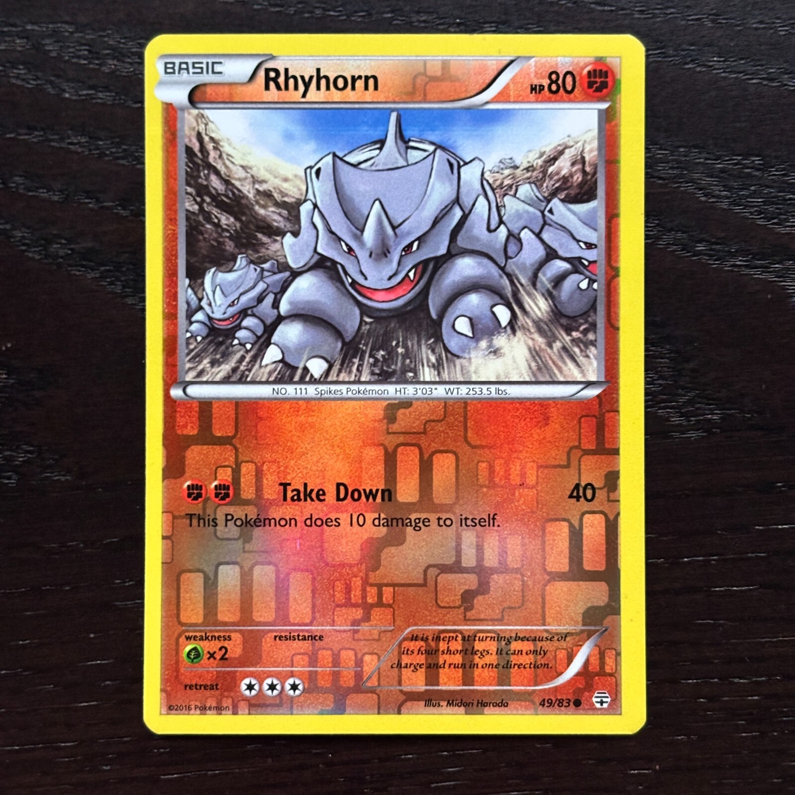 Rhyhorn 49/83 Pokemon Generations XY Common Reverse Holo Card LP