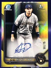 Antonio Pinero 2022 1st Bowman Chrome Autograph Yellow Refractor /75 CPA-AP *PWE