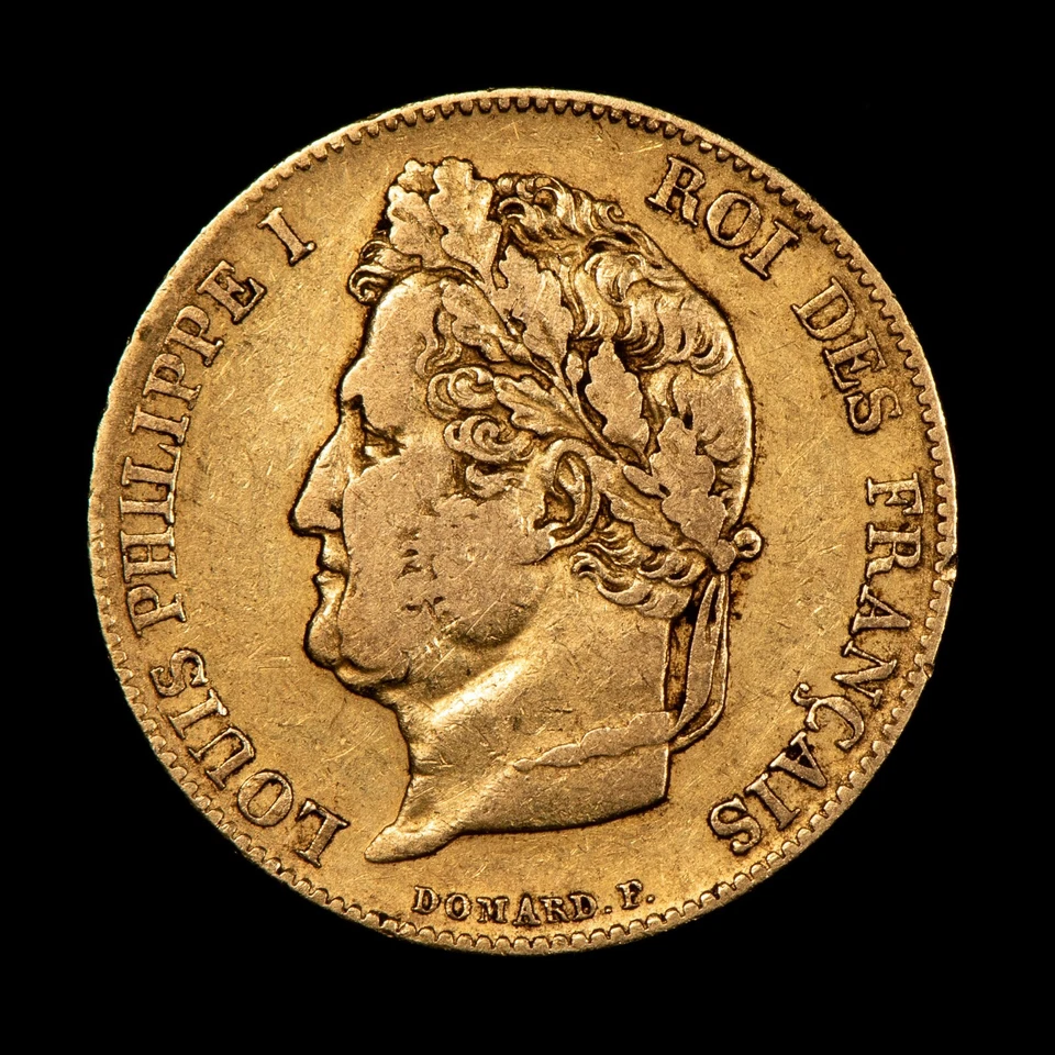 Золотая монета Франции 20 франков 1847-A - немного оригинального блеска - 0,1867 AGW - G3626 - Изображение 3 из 4