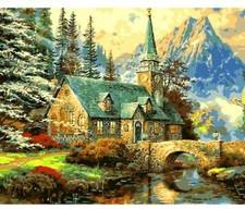 Paint By Numbers Adults kids House Landscape DIY Painting Kit 40x50CM Canvas