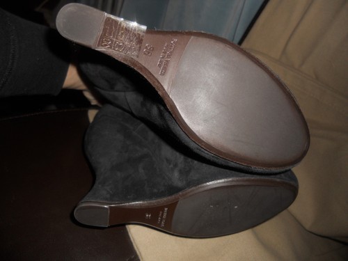 Bottega Veneta Negro Gamuza Plataforma Curva Cuña Alta Rodilla Botas 36 $1100 - Imagen 12 de 12