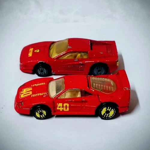 Vintage Hot Wheels Ferrari Testarossa Car 1986-1997 Lot of 2 Red and Silver 512