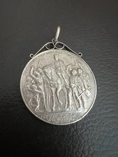 …..1913 GERMANY William III Prussia War NAPOLEON Rare Silver 3 Mark Coin Pendant