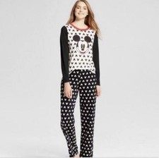 Disney Mickey Mouse Women's Pajamas 2 Piece Set Size Large Holiday New