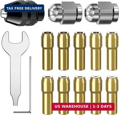 15Pcs Chuck Collet Set for Dremel Tool Accessories, 1/32'' (0.8mm) to 1/8'' (3.2mm