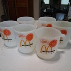 6FireKing McDonald's Good Morning Coffee Mugs  Anchor Hocking Vintage Milk Glass