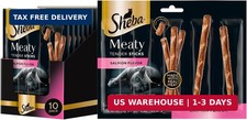 Sheba Meaty Tender Sticks Soft Cat Treats, Salmon Flavor, 5 Count, 10 Pack