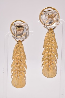 Vintage Yves Saint Laurent Rive Gauche Weizen Kristall Statement Ohrringe