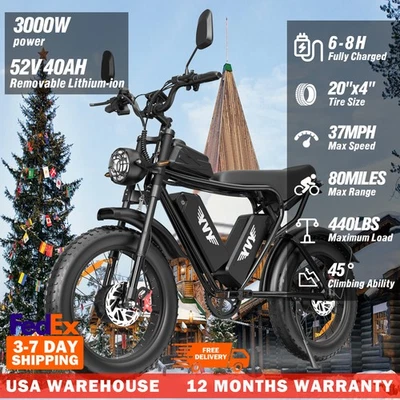 YVY 20" 52V 3000W 40Ah Dual suspension Electric bike Dual Battery & Dual Motor