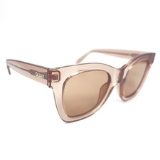 QUAY After Hours Clear Rose Pink Sunglasses Tan Lenses 51-23-150 Eyewear