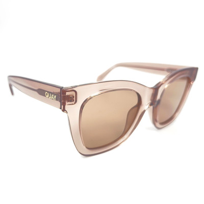 QUAY After Hours Clear Rose Pink Sunglasses Tan Lenses 51-23-150 Eyewear