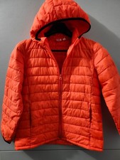 Gap Kids Jacket Boys L Husky Orange Puffer Zip Hoodie Primaloft Light High Vis