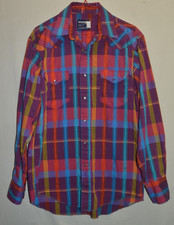 Vintage Wrangler Cowboy Cut Pearl Snap X-Long Tails Shirt 15.5 X 34 Made in USA