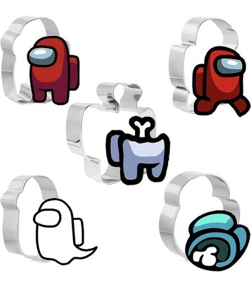 Among Us Cookie Cutter Set 5pc Stainless Steel Baking Mold Fondant
