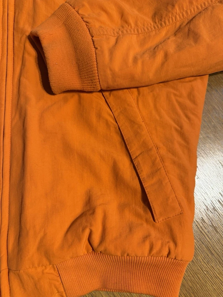 Chaqueta J.Crew S Hecha en EE. UU. Naranja Nylon Forrada en Vellón Bombardero Cremallera Completa De Colección Foto 2 de 4