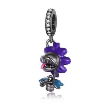 V119 S925 STERLING SILVER BLACK SERIES GOTHIC MACABRE VENUS FLYTRAP DANGLE CHARM