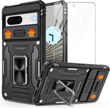 Pixel 7 Case with HD Screen Protector, Shockproof Case with 360 Magnetic Ring Ho