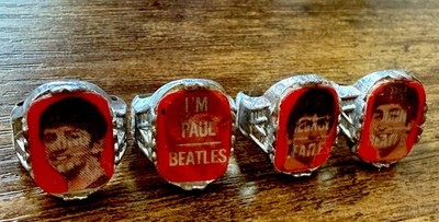  Vintage Original 1960s Flasher Flicker The Beatles Rings Set of 4 