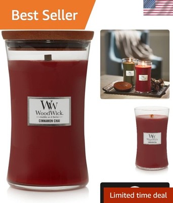 Cozy Cinnamon Chai 21.5 oz Candle in Hourglass Jar   Perfect Holiday Gift