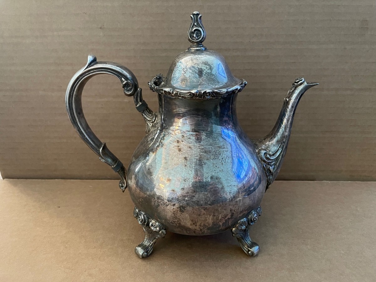 Vintage WEBSTER WILCOX Silverplate American Rose Teapot