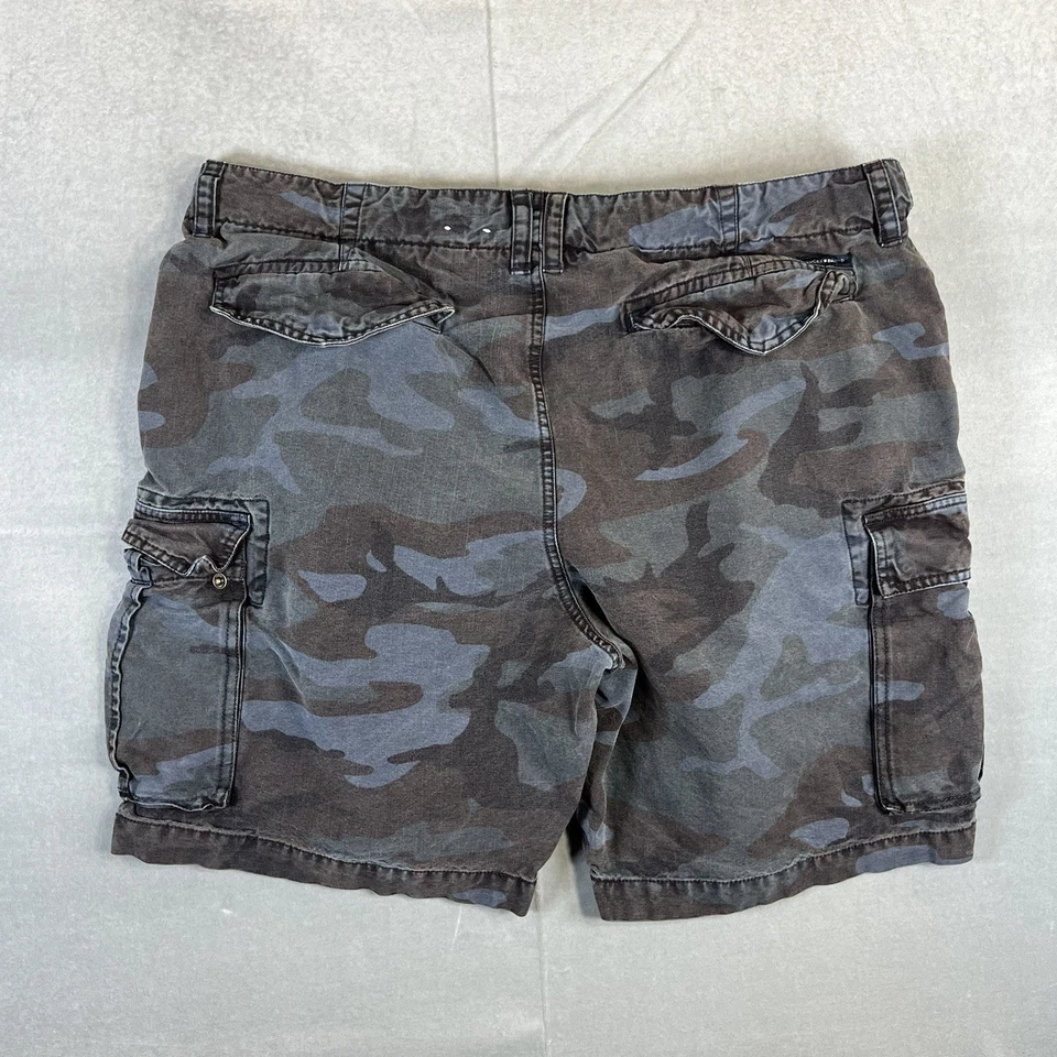 Lucky Brand Camo Cargo Shorts Mens 36 Blue Camouflage Heavy Canvas Drawstring 8" - Image 2 of 4
